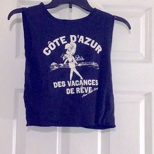 divided by h&m cropped navy graphic tank top size small